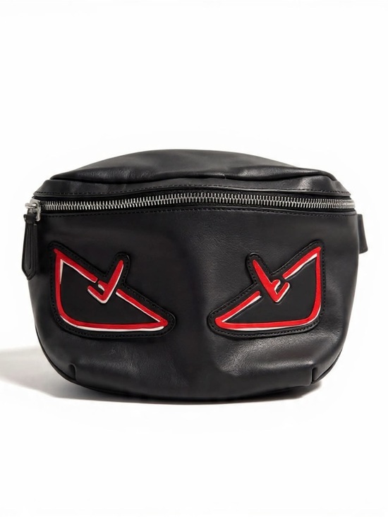 Fendi Other - Fendi Black Leather Men’s Belt Bag with Red Eye Motif